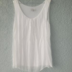Via Signoria Silk Soft White Elegant Sleeveless Top